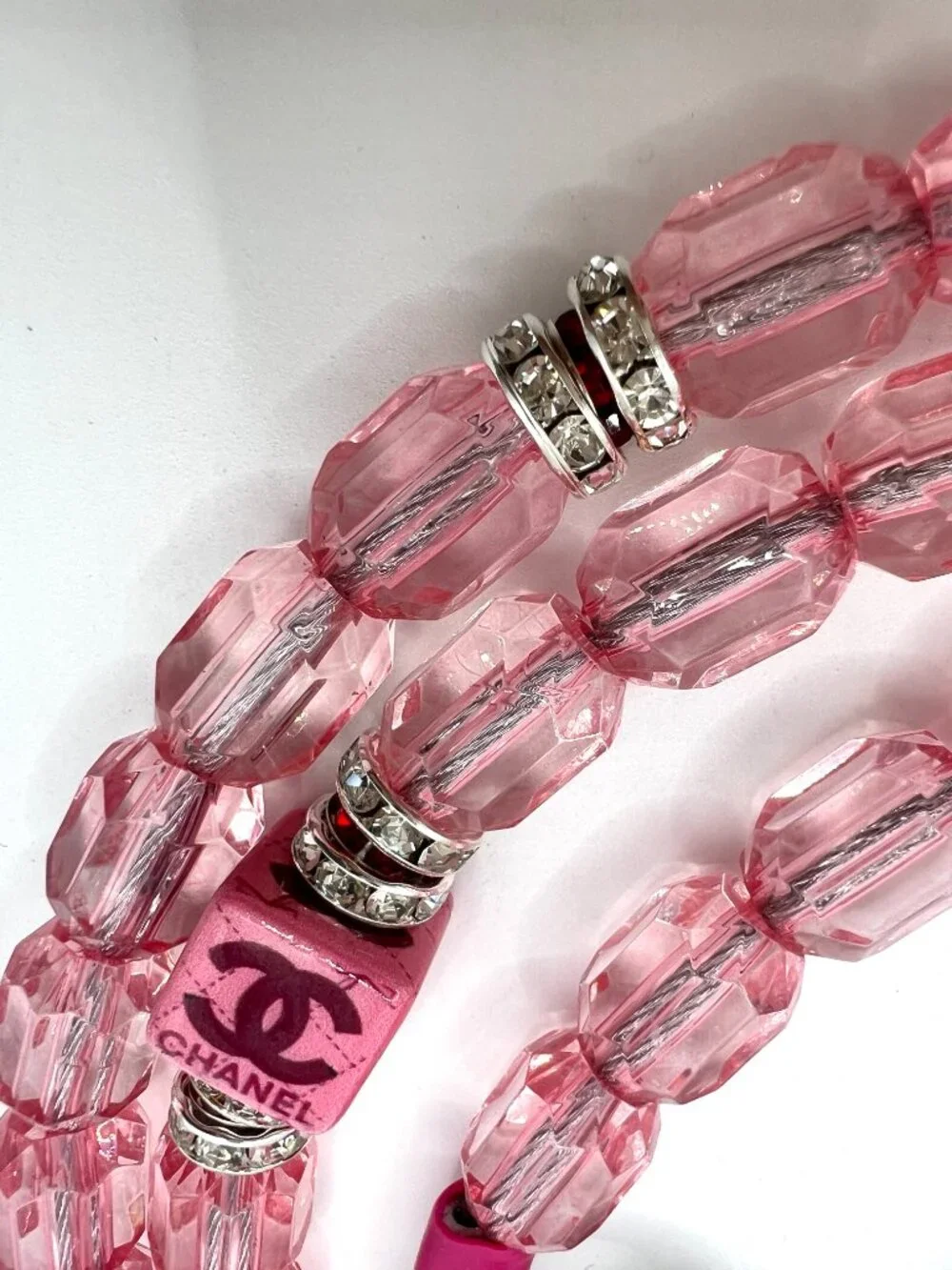 Luxury Pink Crystal Beaded Dog Leash | Glamorous Handmade Designer-Inspired